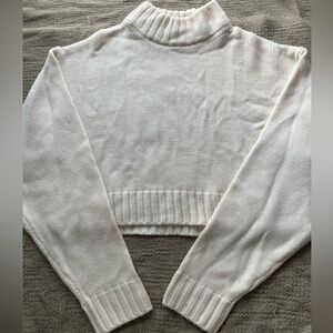 EUC Wilfred Women’s Cream Knit Cropped High Neck Sweater Size Small S